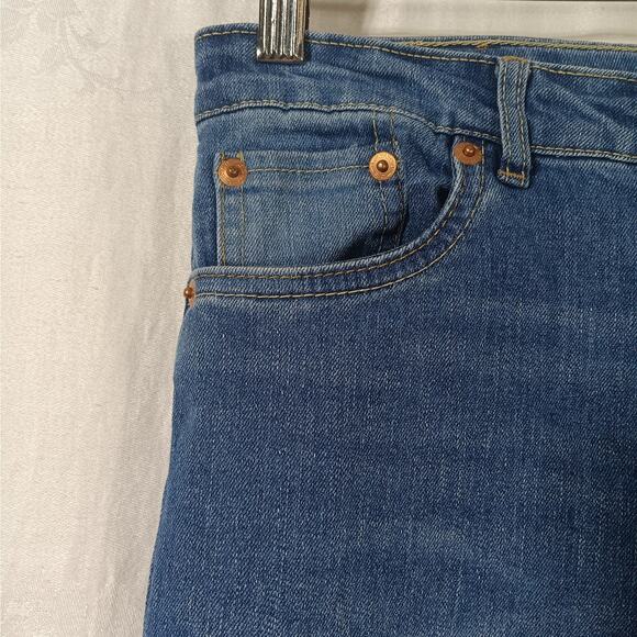 Levis Girls Jeans 14 Reg Cropped Wide Leg Raw Hem Blue Denim - Picture 4 of 16